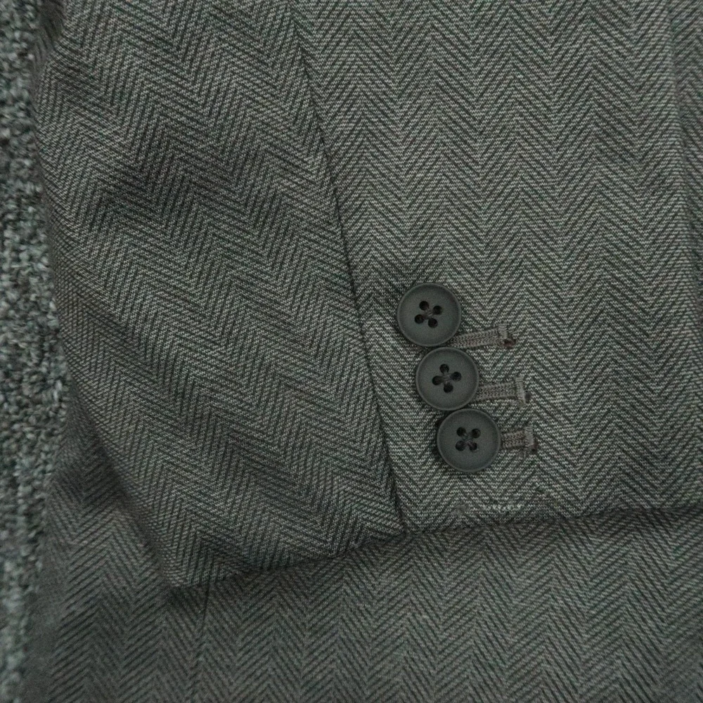 Mizzen Main Blazer‎ Mens Medium Gray Trim Herringbone Stretch Sport Coat